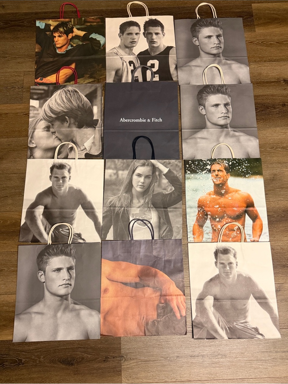 Vintage Abercrombie & Fitch Multi-Image Paper Shopping Bags with Mixed Handles